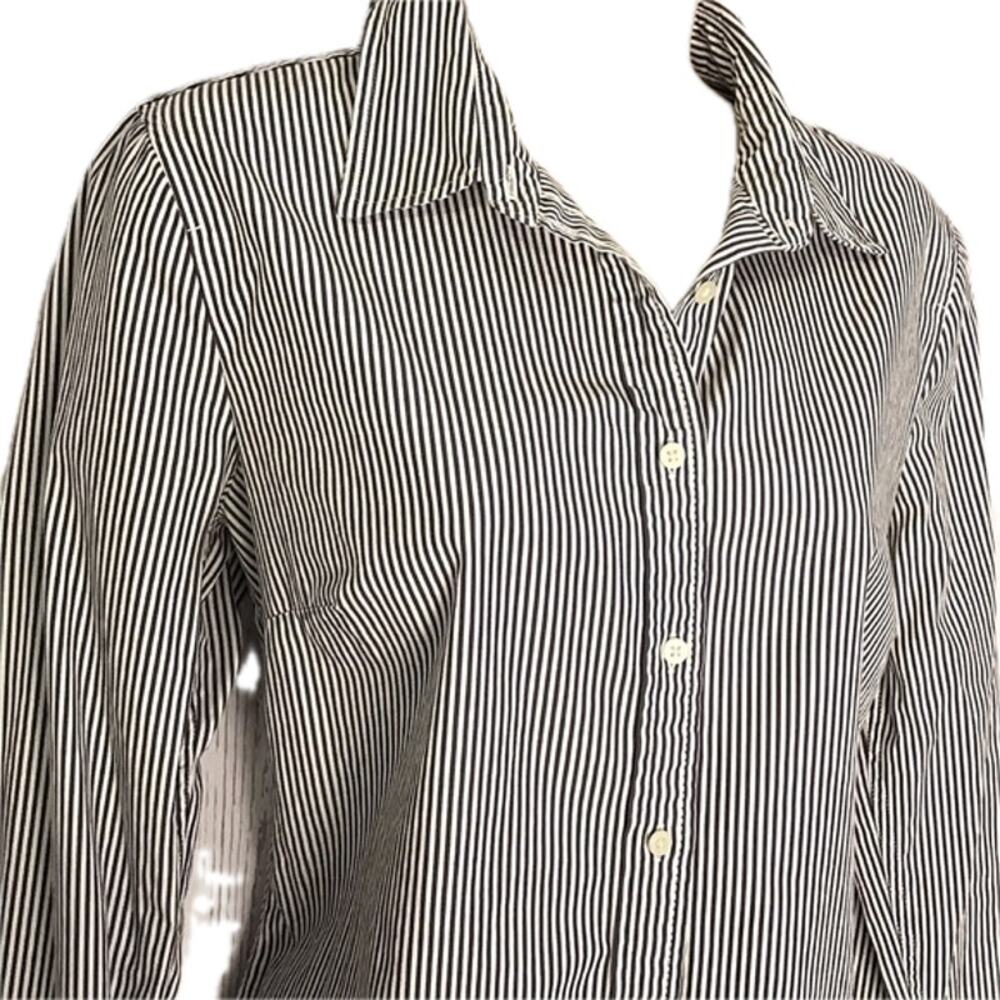 Gap Oversized Button Down Dark Gray Striped Shirt… - image 3